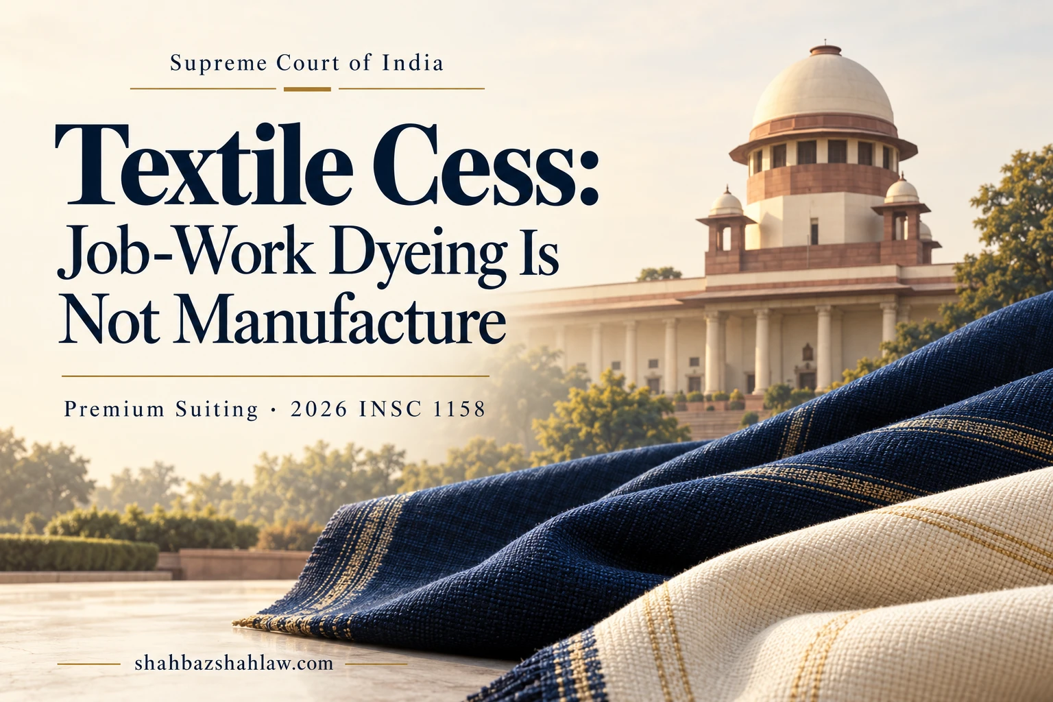 Job-Work Dyeing Is Not Manufacture for Textile Cess: India’s Supreme Court Premium Suiting, 2026 INSC 1158: Supreme Court of India ruling on job-work dyeing, manufacture and textile cess